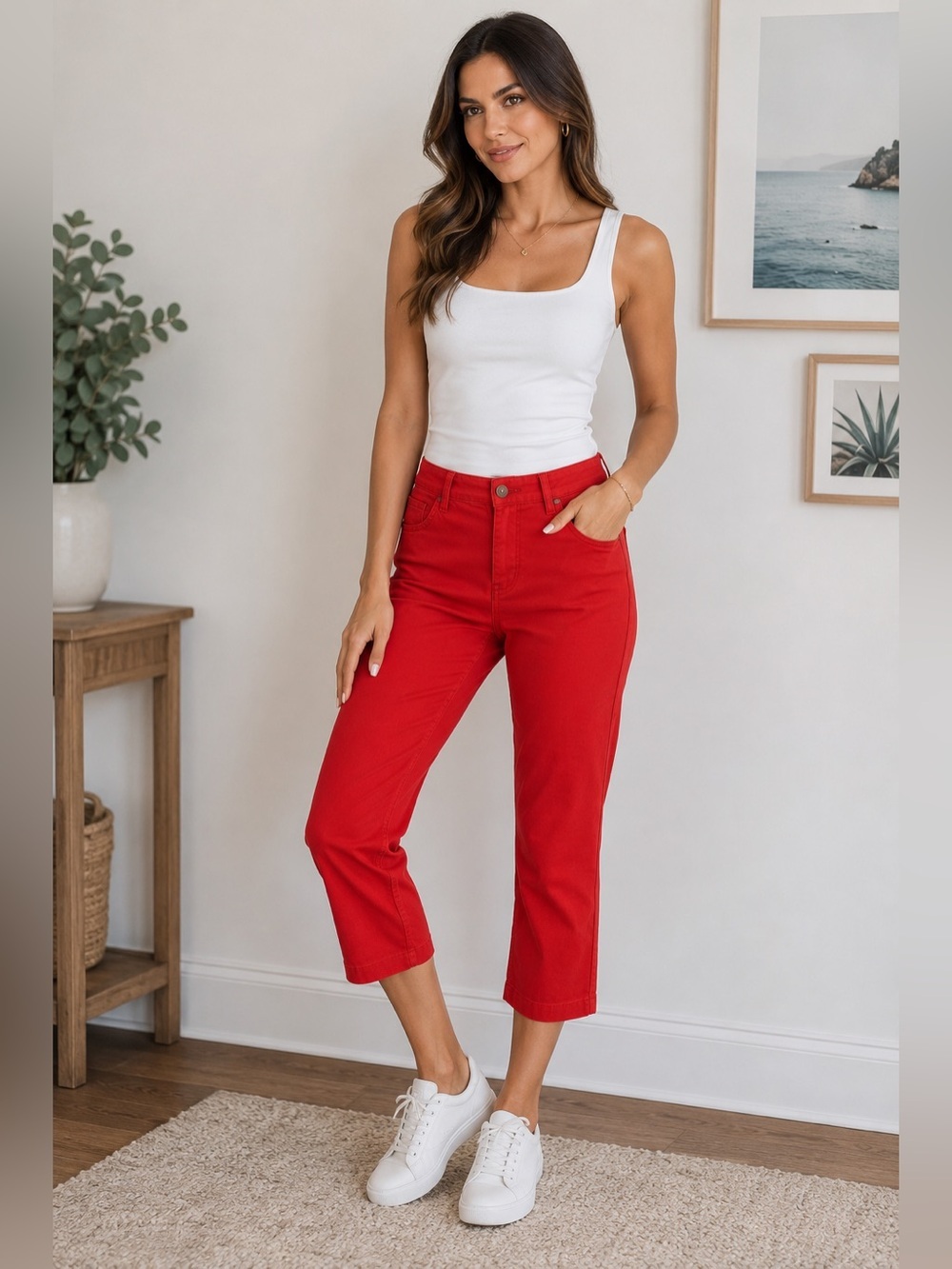 Elle Red Ankle & Cropped Jeans